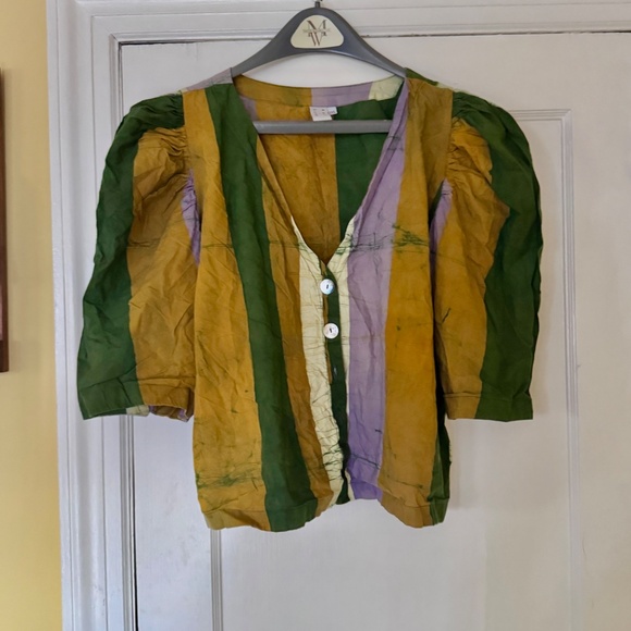 Osei Duro Organic Cotton Vibrant Striped Blouse in Sz. 3XL - Picture 11 of 11